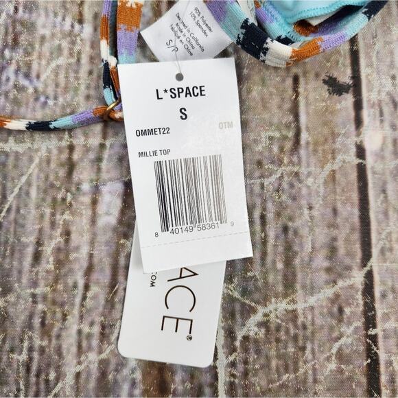 L*Space Millie Bikini Triangle Top Over the Moon Striped Small NWT - Picture 4 of 5